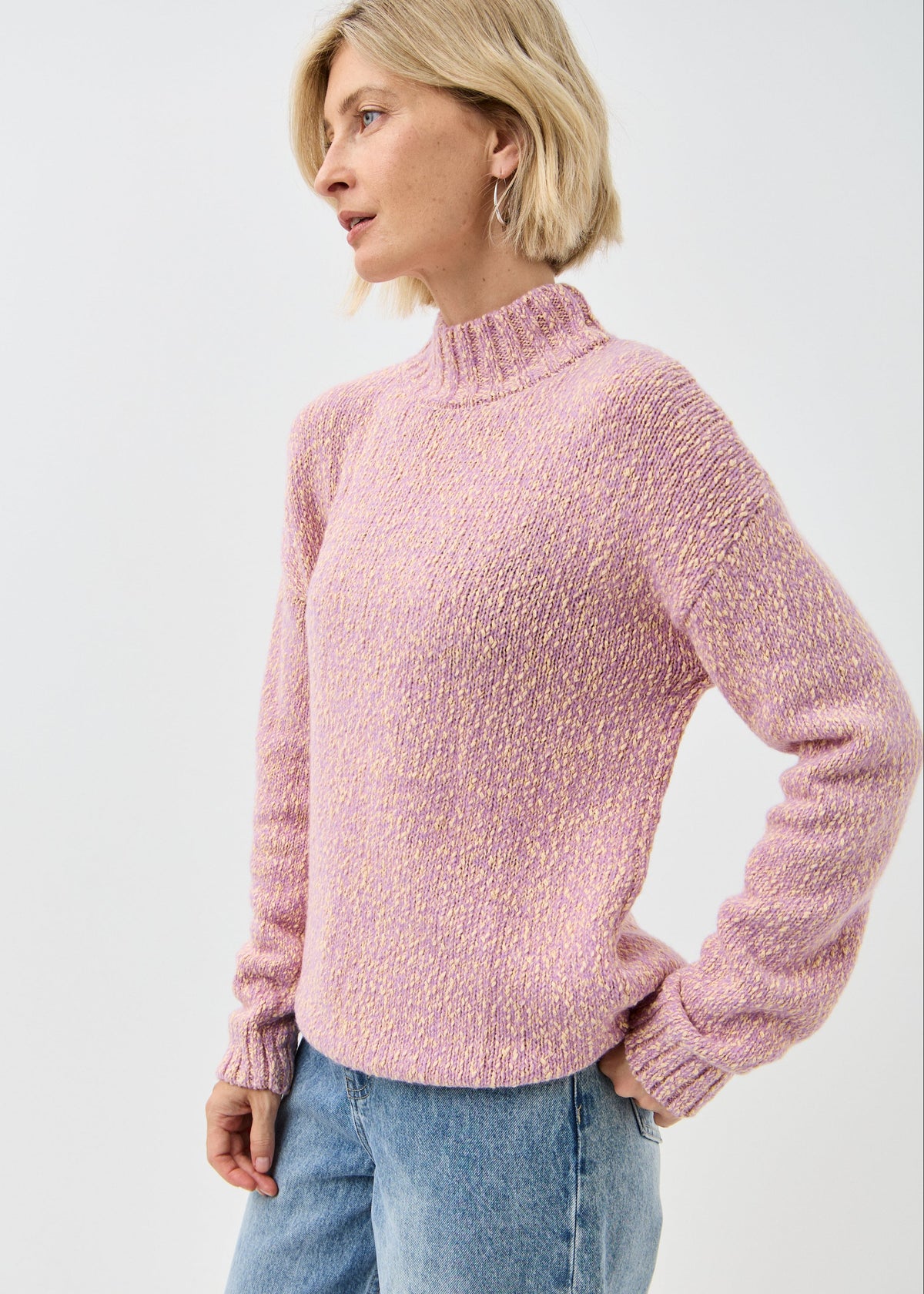 Women's pink cotton-merino knit sweater by BRIKOLY — product image 9