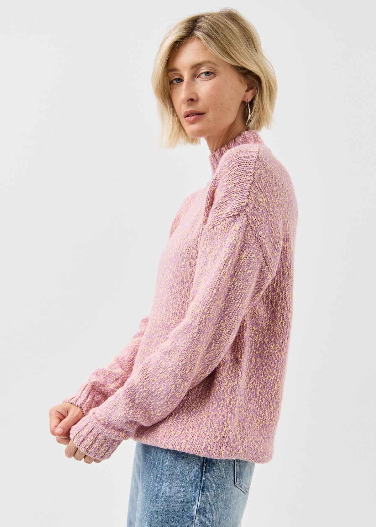 Women's pink cotton-merino knit sweater by BRIKOLY — product image 6