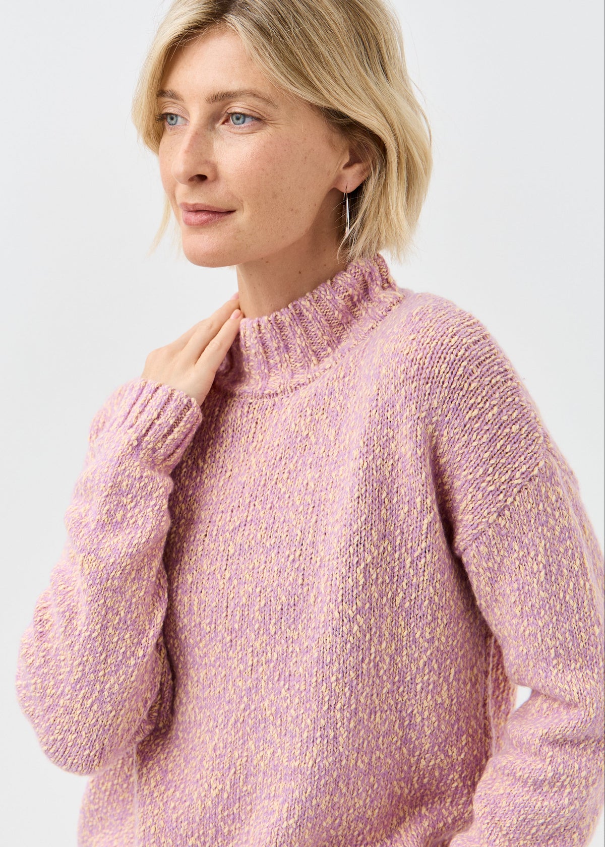 Women's pink cotton-merino knit sweater by BRIKOLY — product image 4