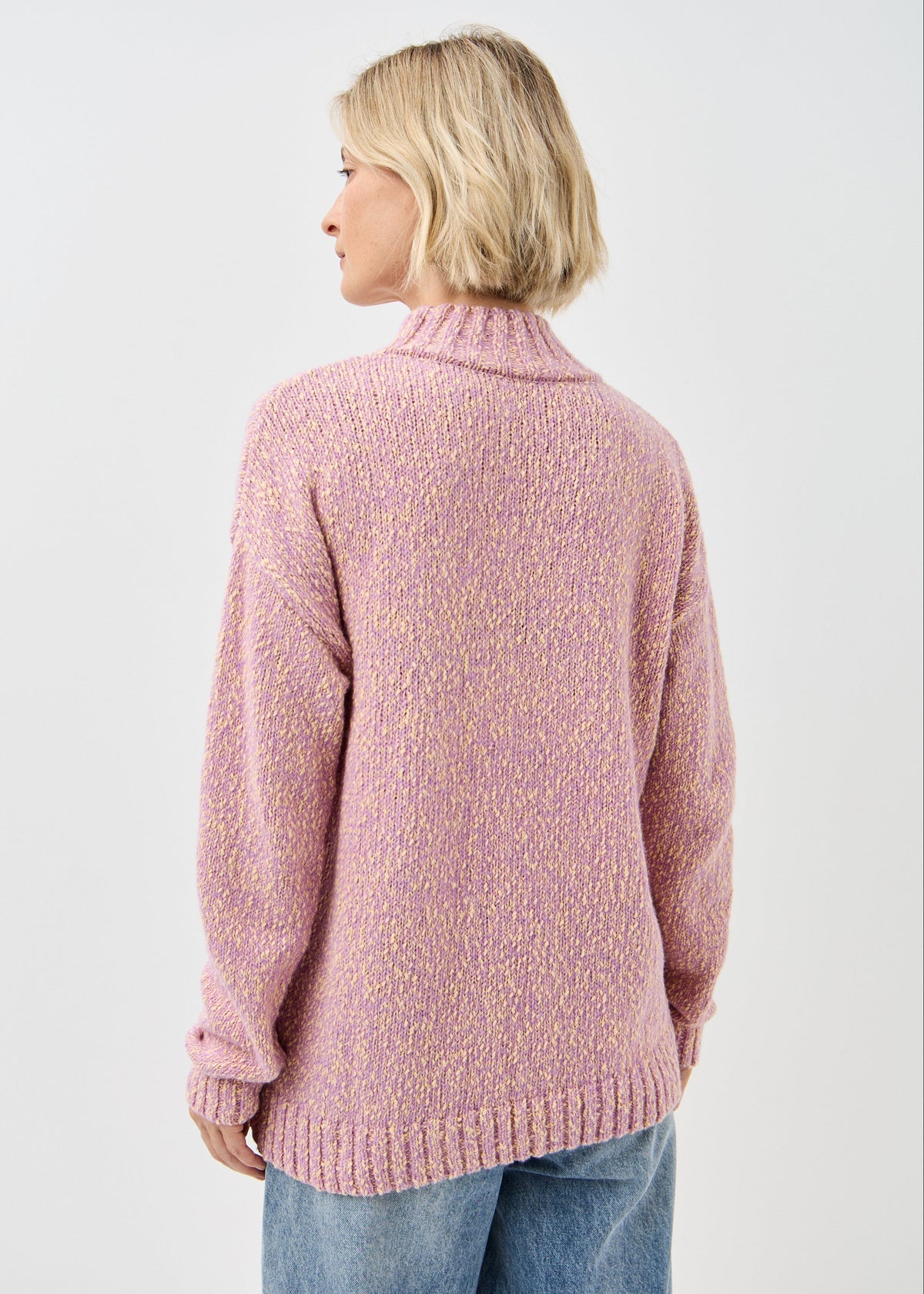 Women's pink cotton-merino knit sweater by BRIKOLY — product image 3