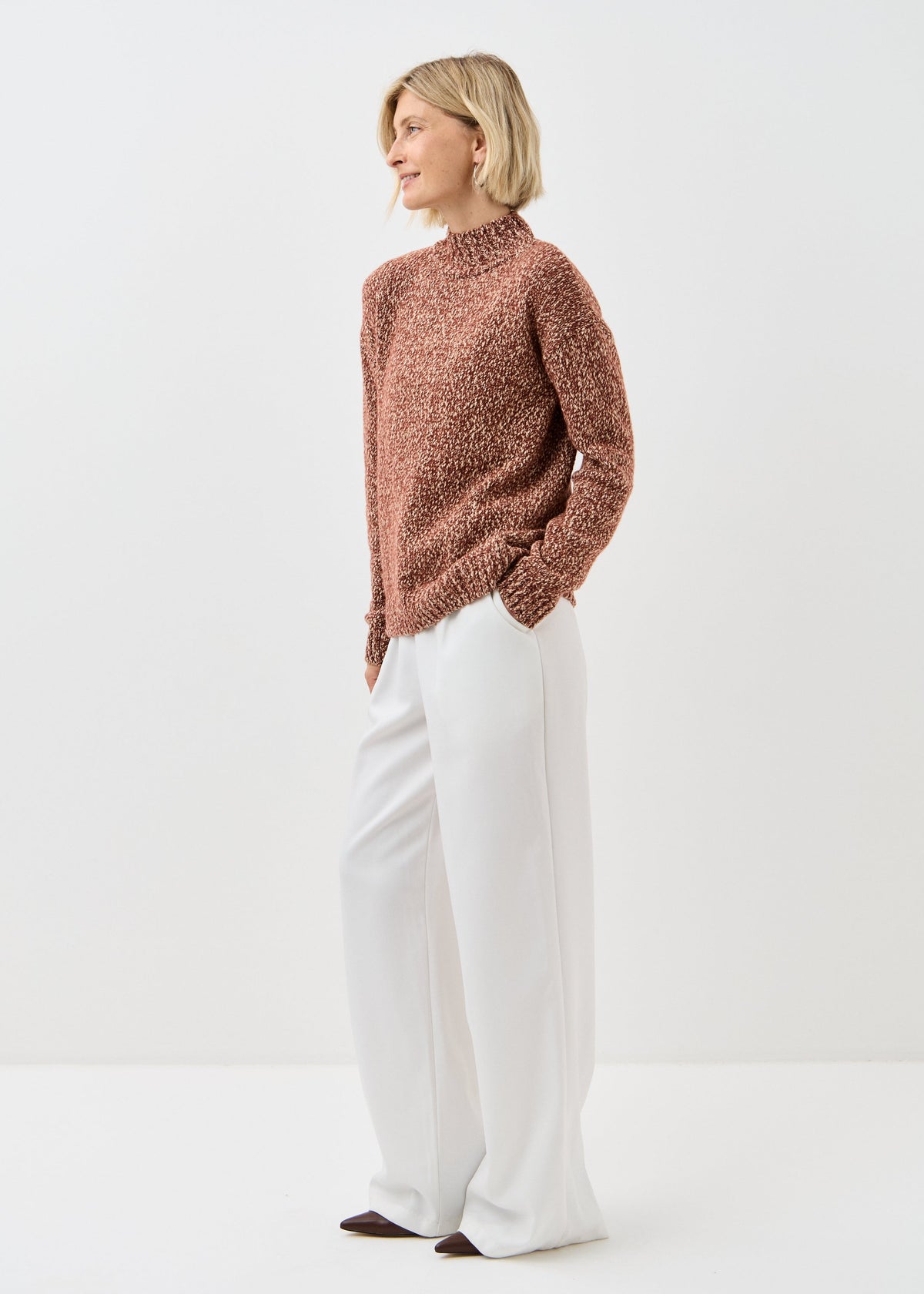 Women's brown cotton-merino knit sweater by BRIKOLY — product image 9