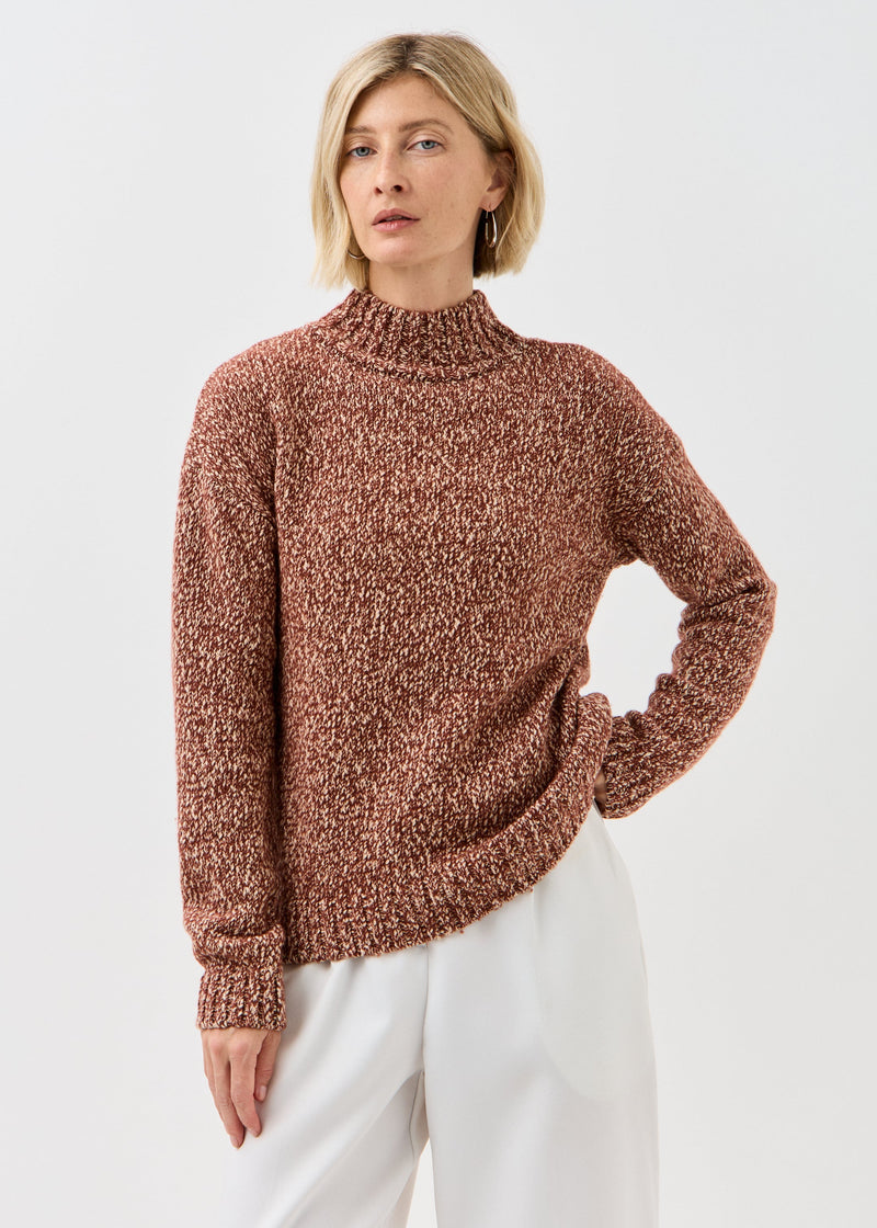 Women's brown cotton-merino knit sweater by BRIKOLY — product image 1