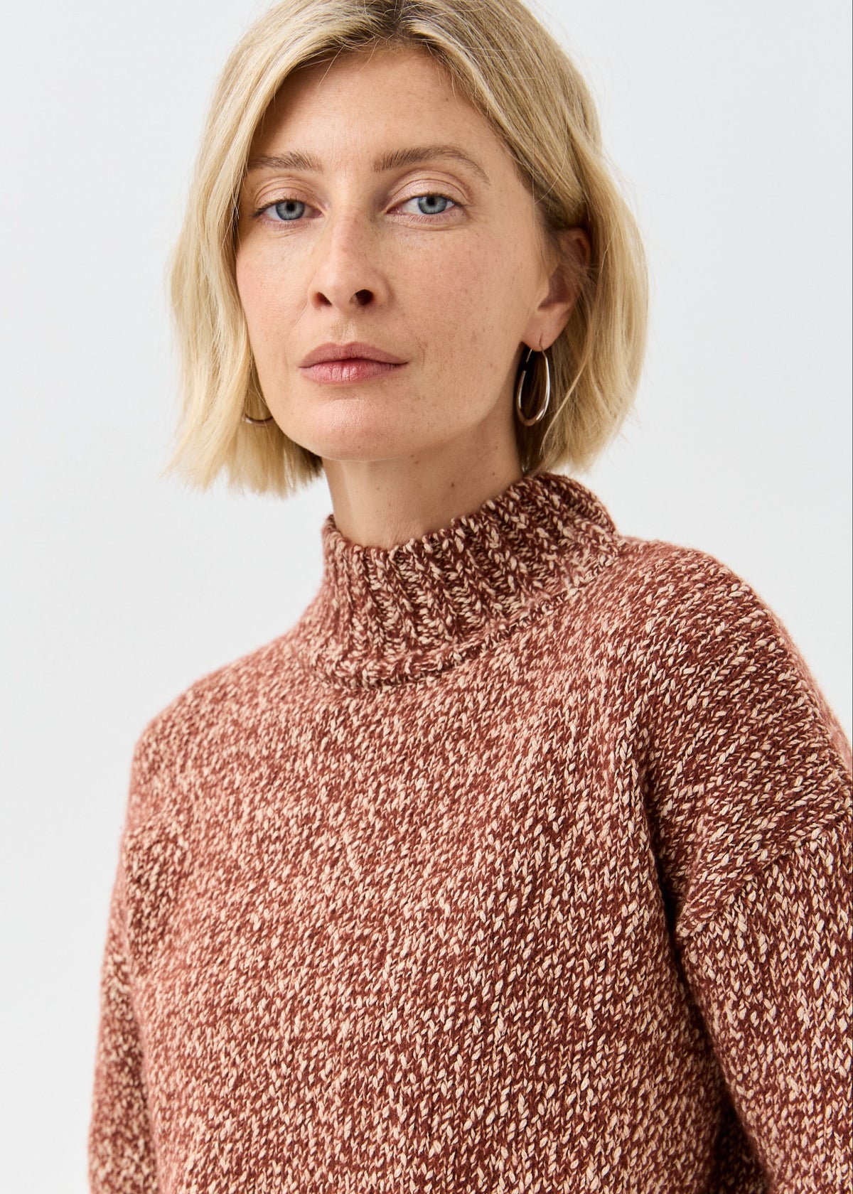 Women's brown cotton-merino knit sweater by BRIKOLY — product image 6