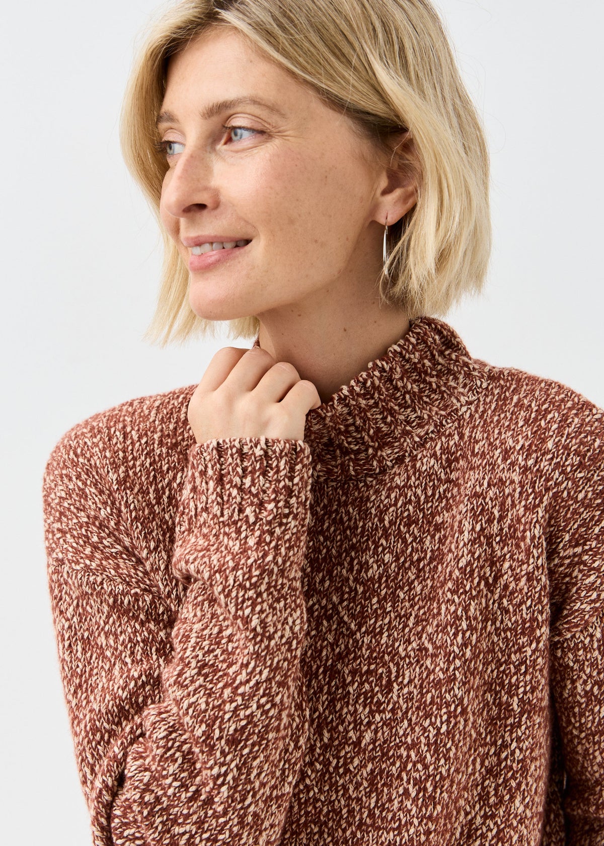 Women's brown cotton-merino knit sweater by BRIKOLY — product image 7
