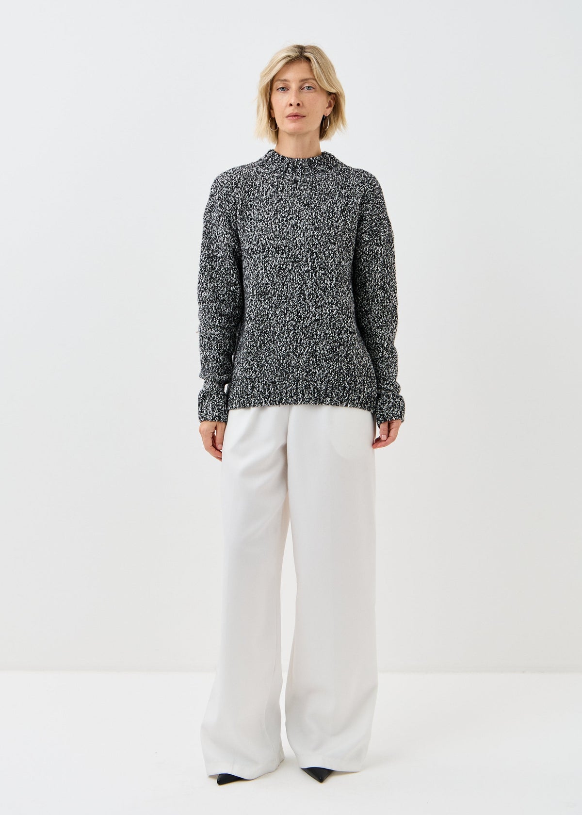 Women's black cotton-merino knit sweater by BRIKOLY — product image 2