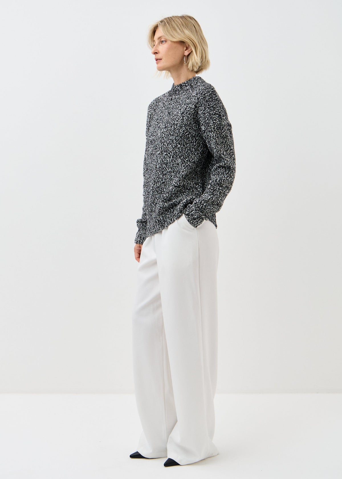 Women's black cotton-merino knit sweater by BRIKOLY — product image 3