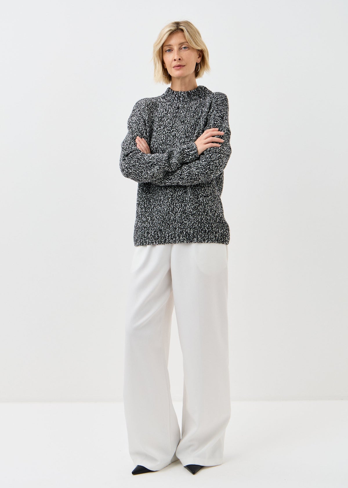Women's black cotton-merino knit sweater by BRIKOLY — product image 4