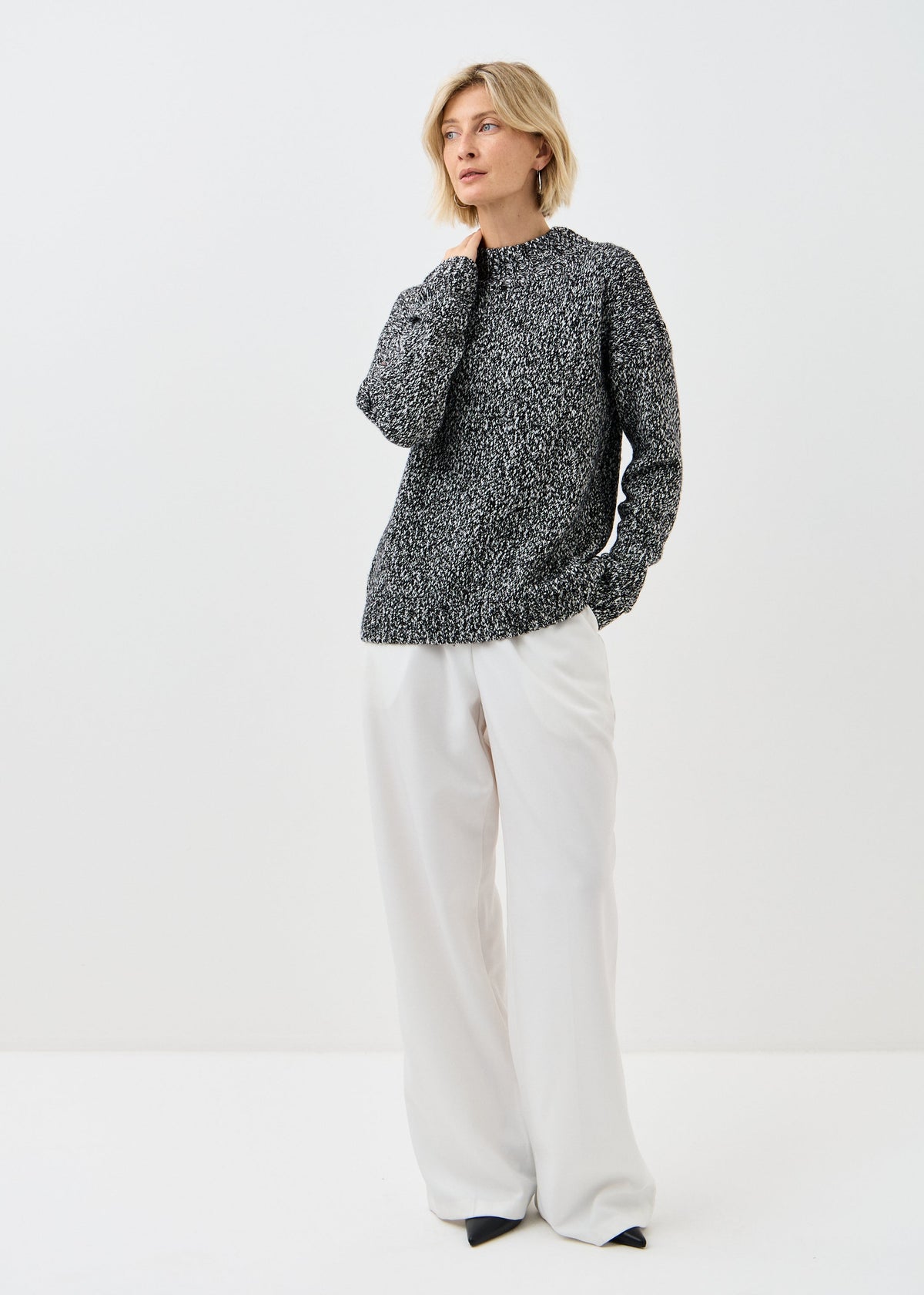 Women's black cotton-merino knit sweater by BRIKOLY — product image 5