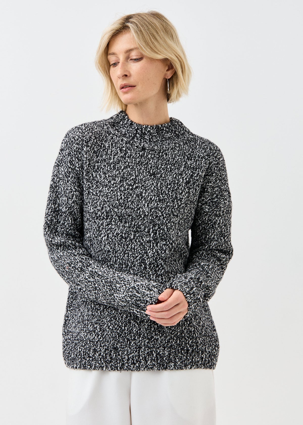 Women's black cotton-merino knit sweater by BRIKOLY — product image 6
