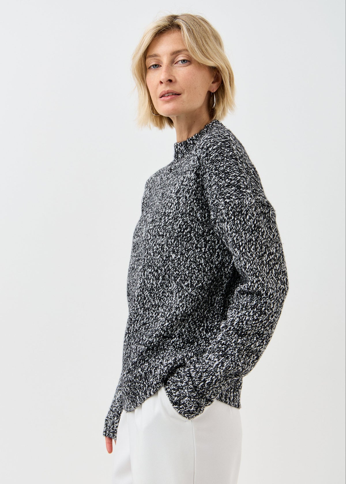 Women's black cotton-merino knit sweater by BRIKOLY — product image 7