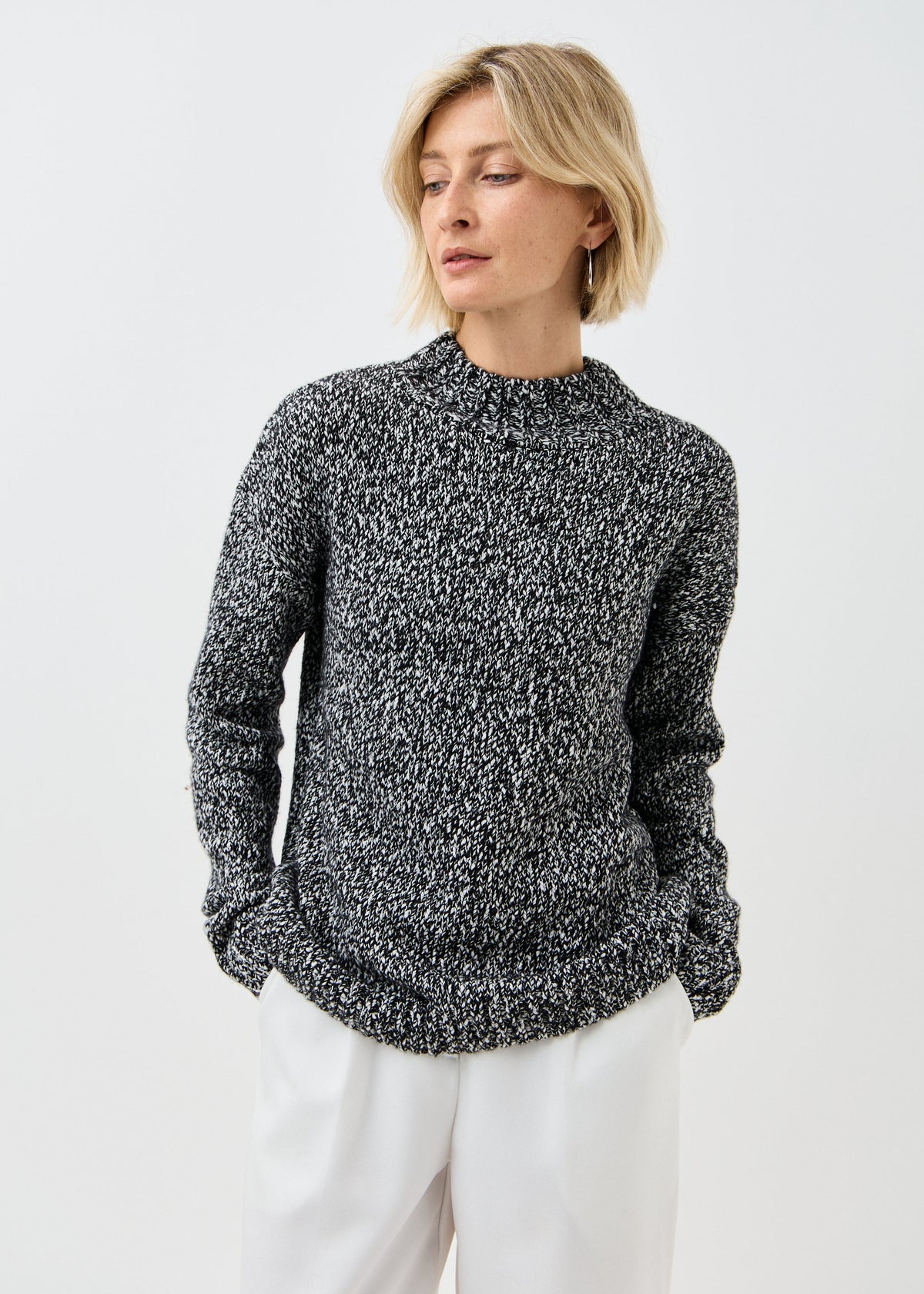 Women's black cotton-merino knit sweater by BRIKOLY — product image 1