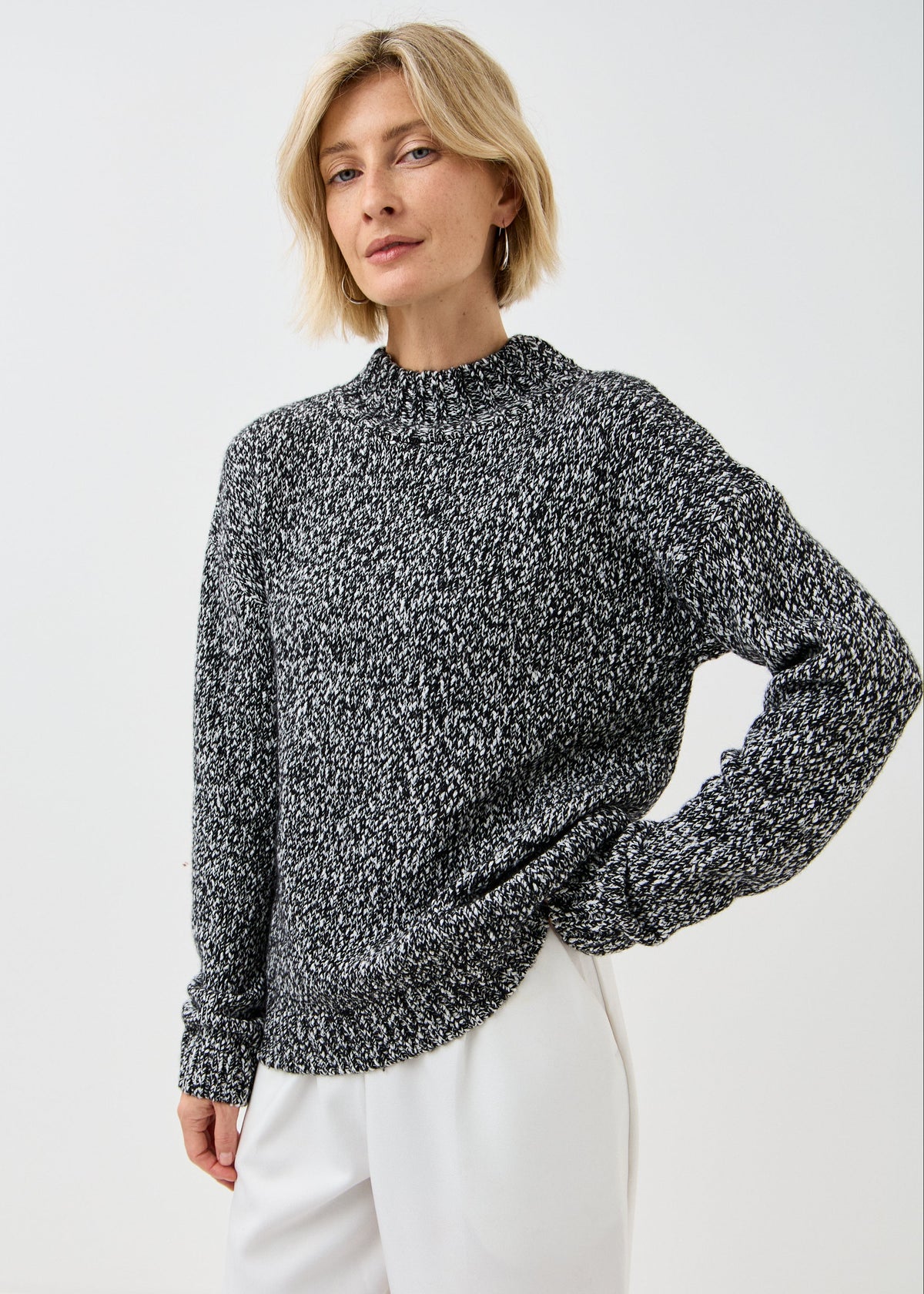 Women's black cotton-merino knit sweater by BRIKOLY — product image 9