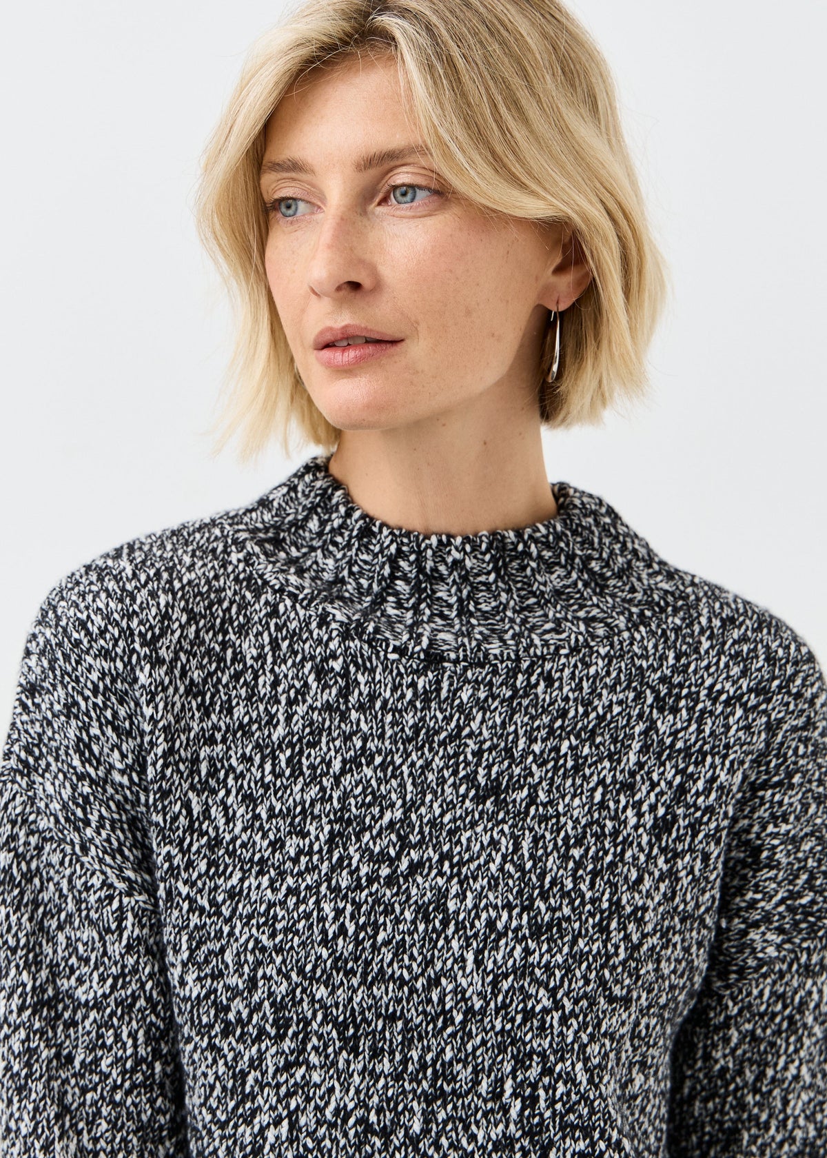 Women's black cotton-merino knit sweater by BRIKOLY — product image 10