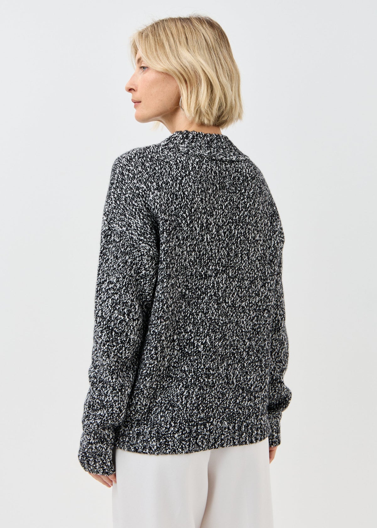Women's black cotton-merino knit sweater by BRIKOLY — product image 11