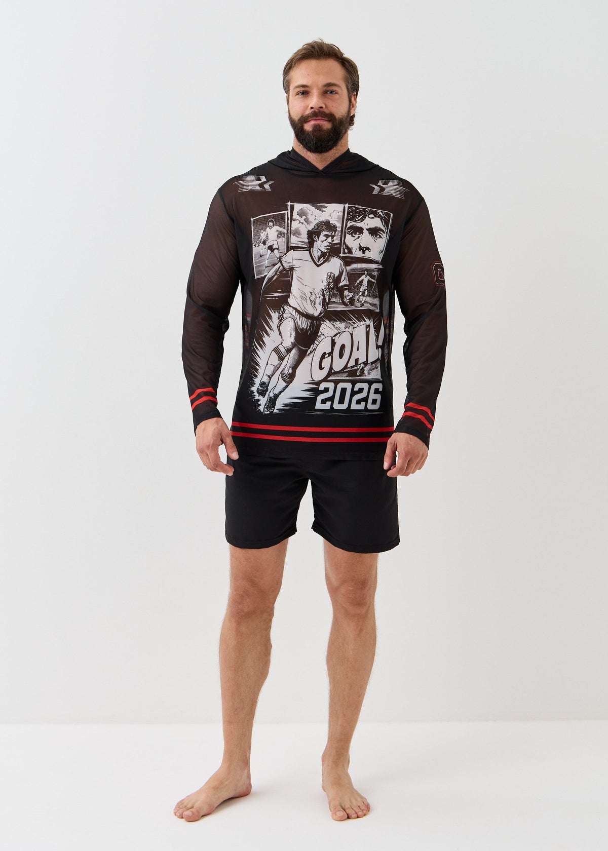 Goal Men's Mesh Rash Guard – SPF 50 Long Sleeve Swim Shirt
