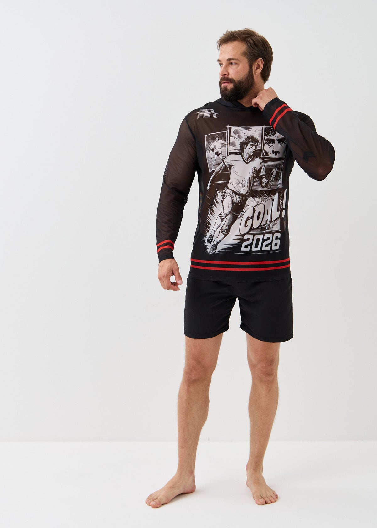 Goal Men's Mesh Rash Guard – SPF 50 Long Sleeve Swim Shirt
