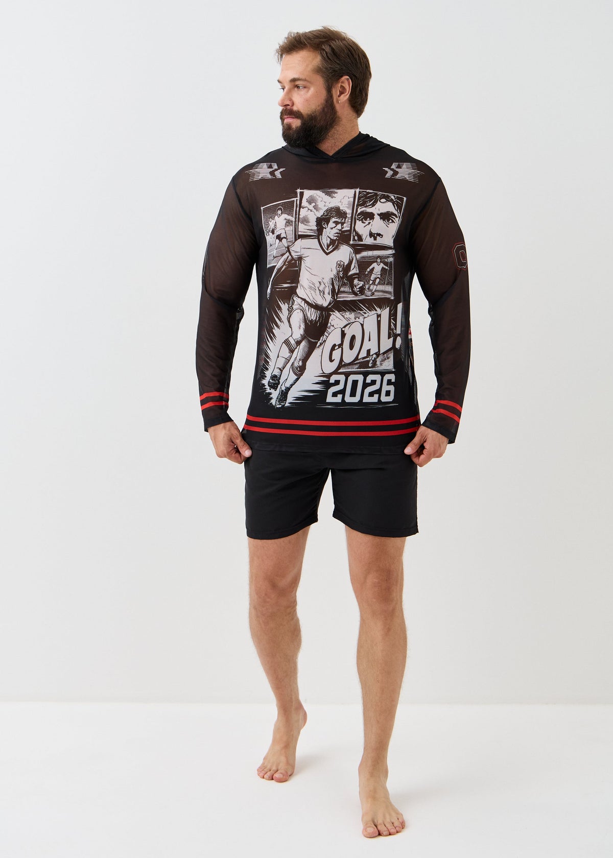 Goal Men's Mesh Rash Guard – SPF 50 Long Sleeve Swim Shirt