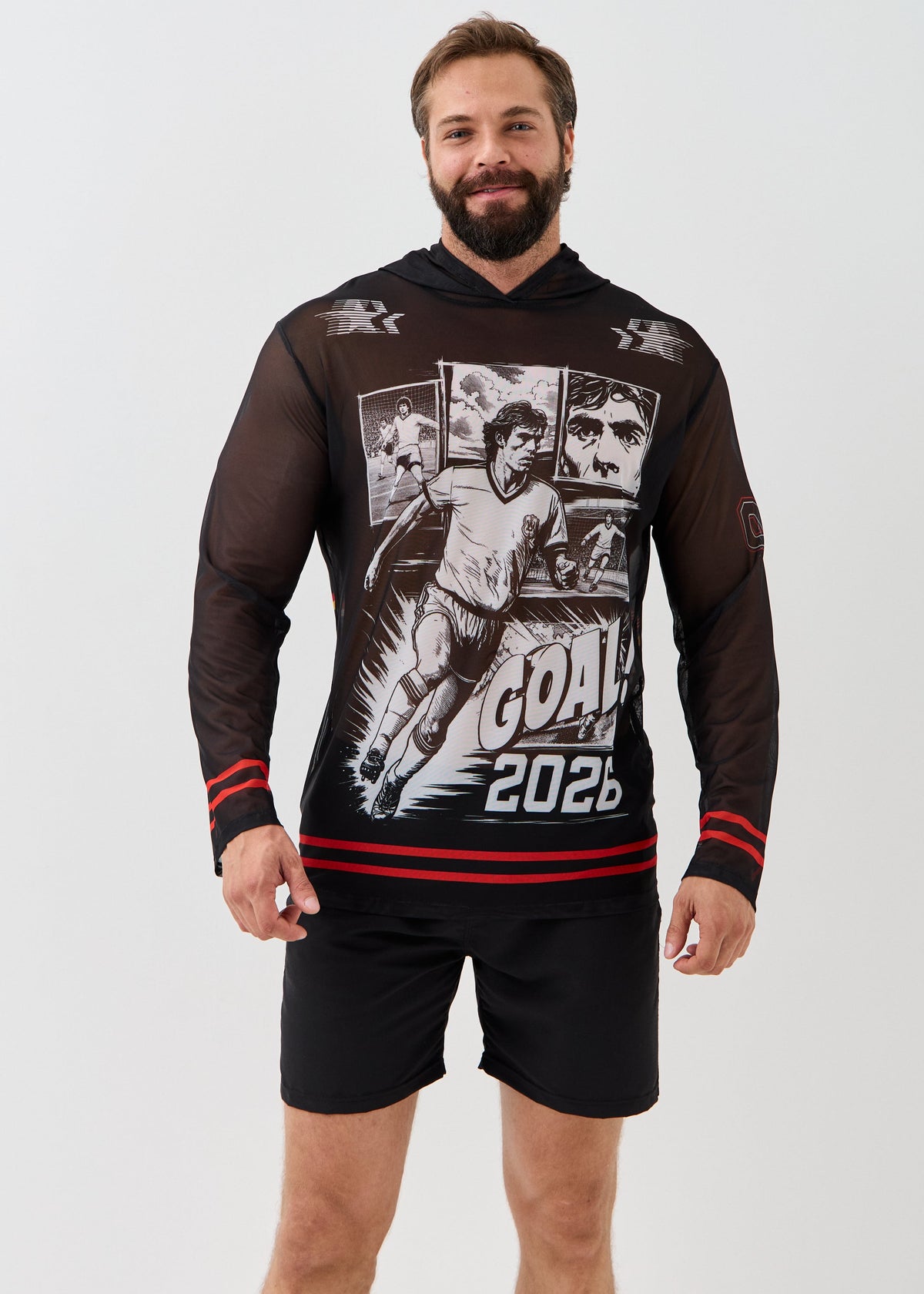 Goal Men's Mesh Rash Guard – SPF 50 Long Sleeve Swim Shirt