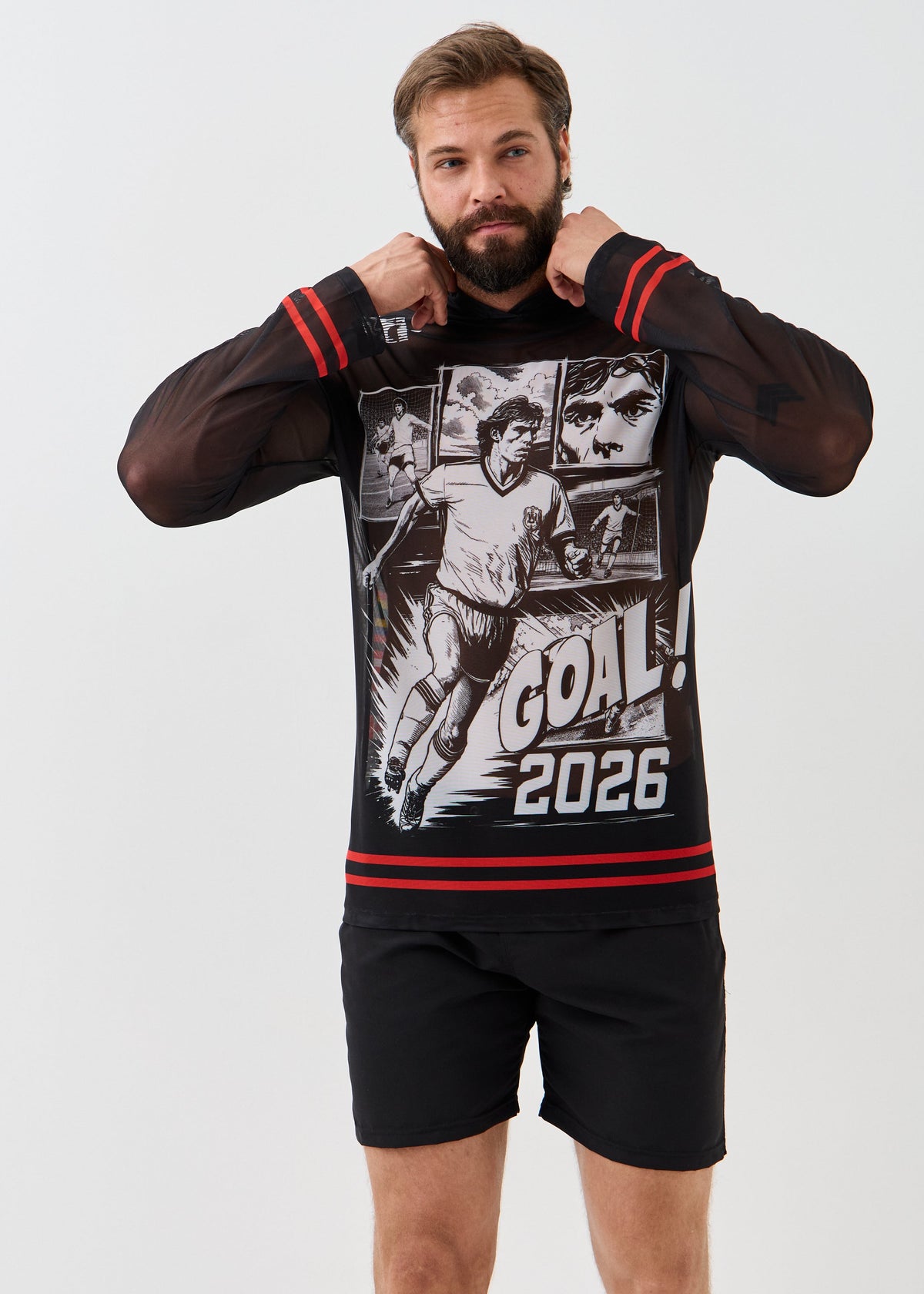 Goal Men's Mesh Rash Guard – SPF 50 Long Sleeve Swim Shirt