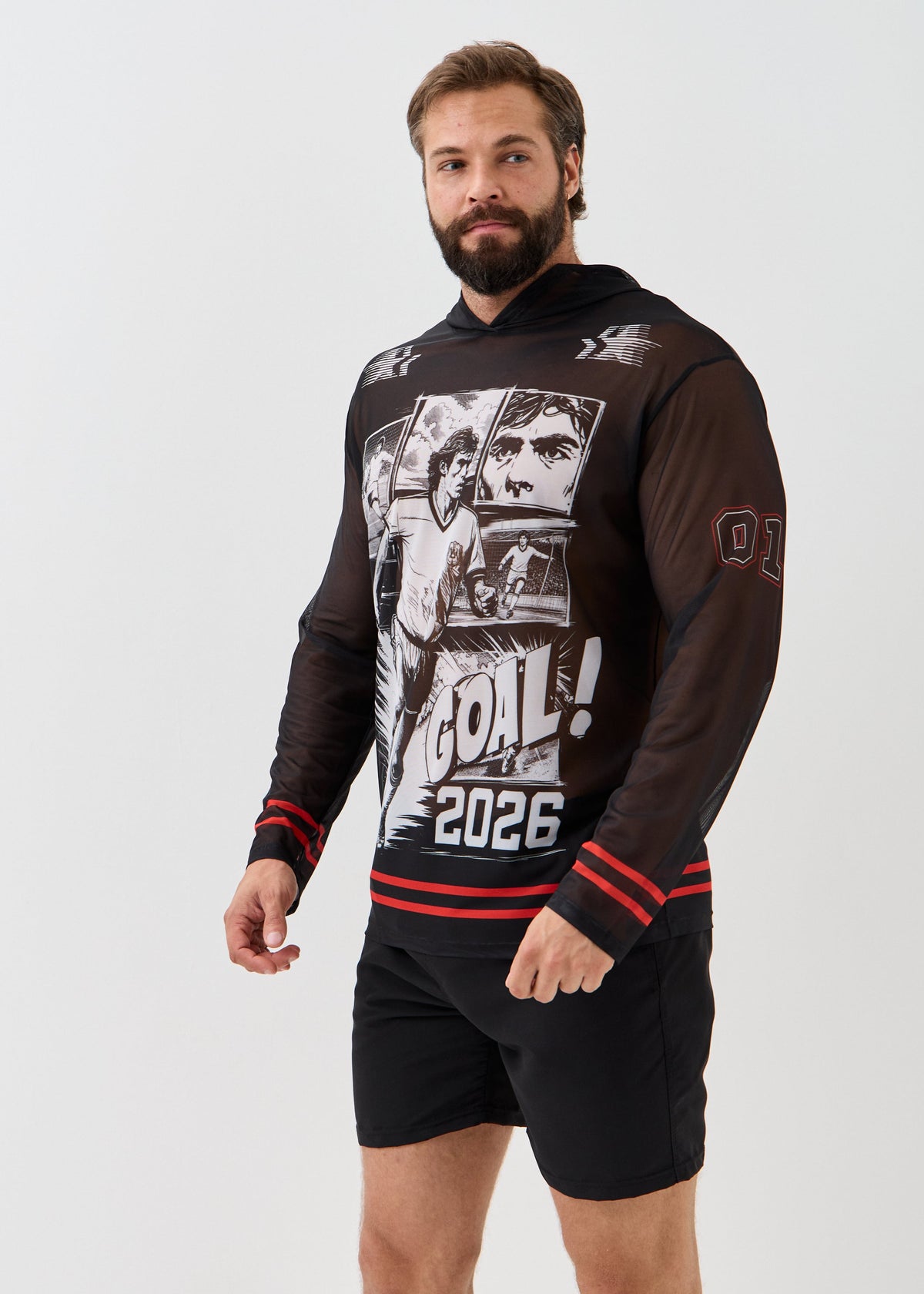Goal Men's Mesh Rash Guard – SPF 50 Long Sleeve Swim Shirt