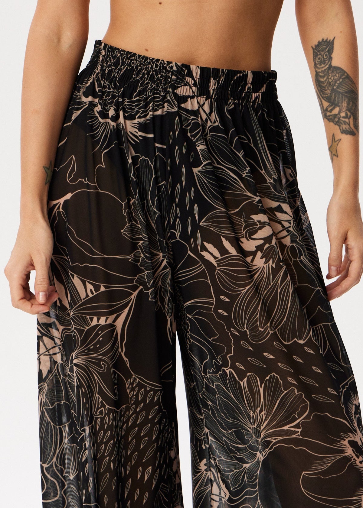Aster Black Tattoo Palazzo Pants – Style, Comfort, and Sun Protection