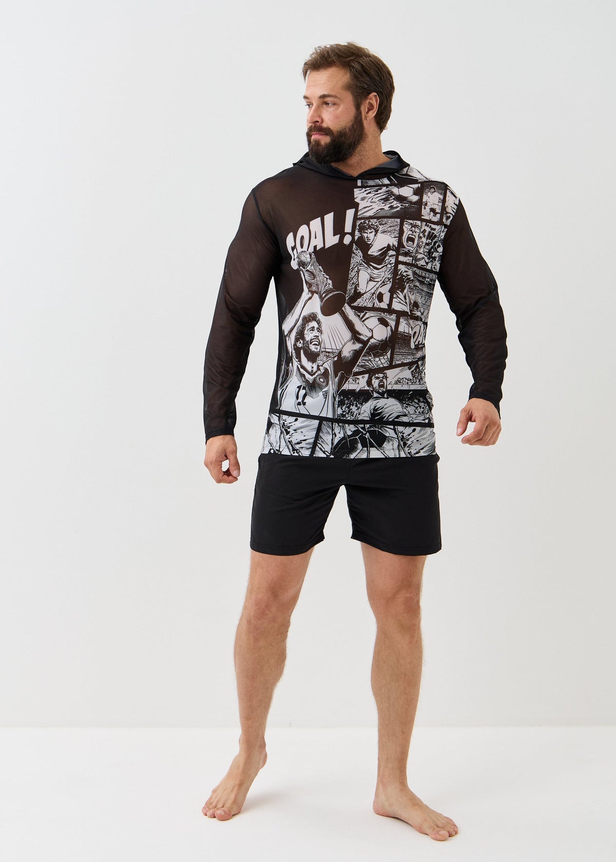 Football Men's Mesh Rash Guard – SPF 50 Long Sleeve Swim Shirt