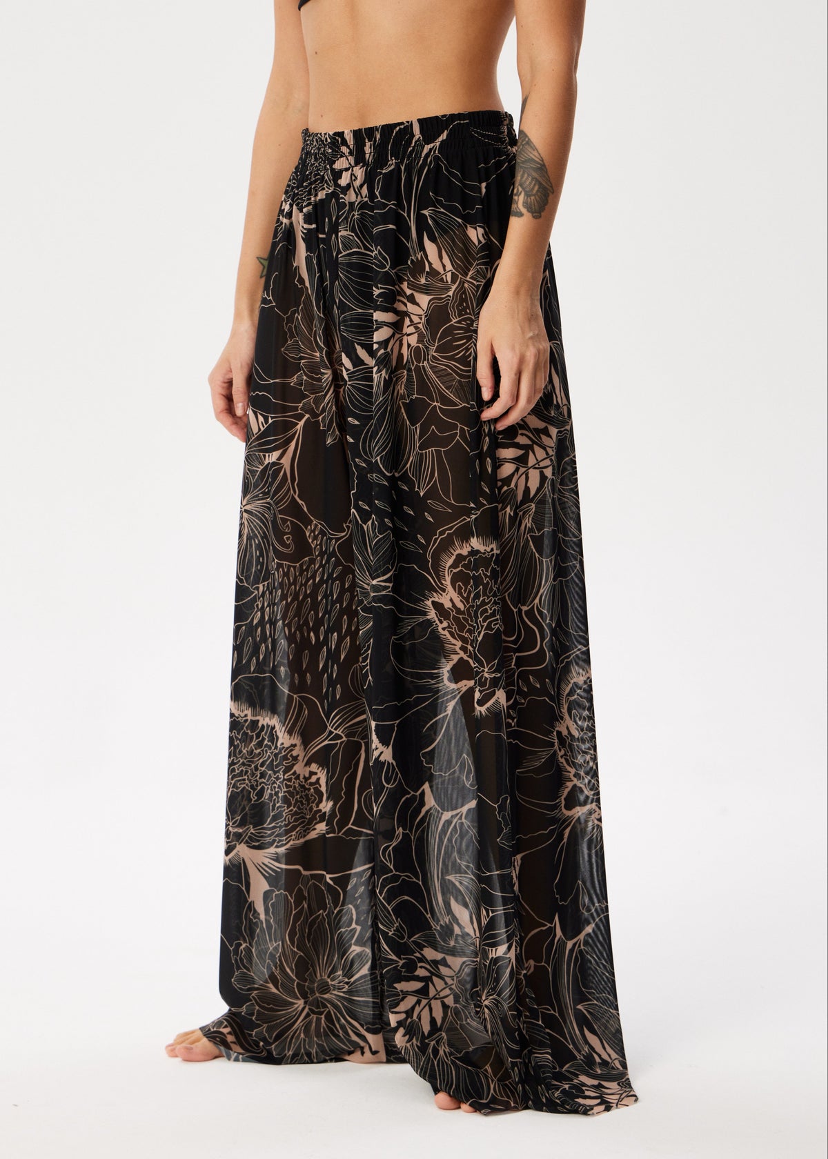 Aster Black Tattoo Palazzo Pants – Style, Comfort, and Sun Protection