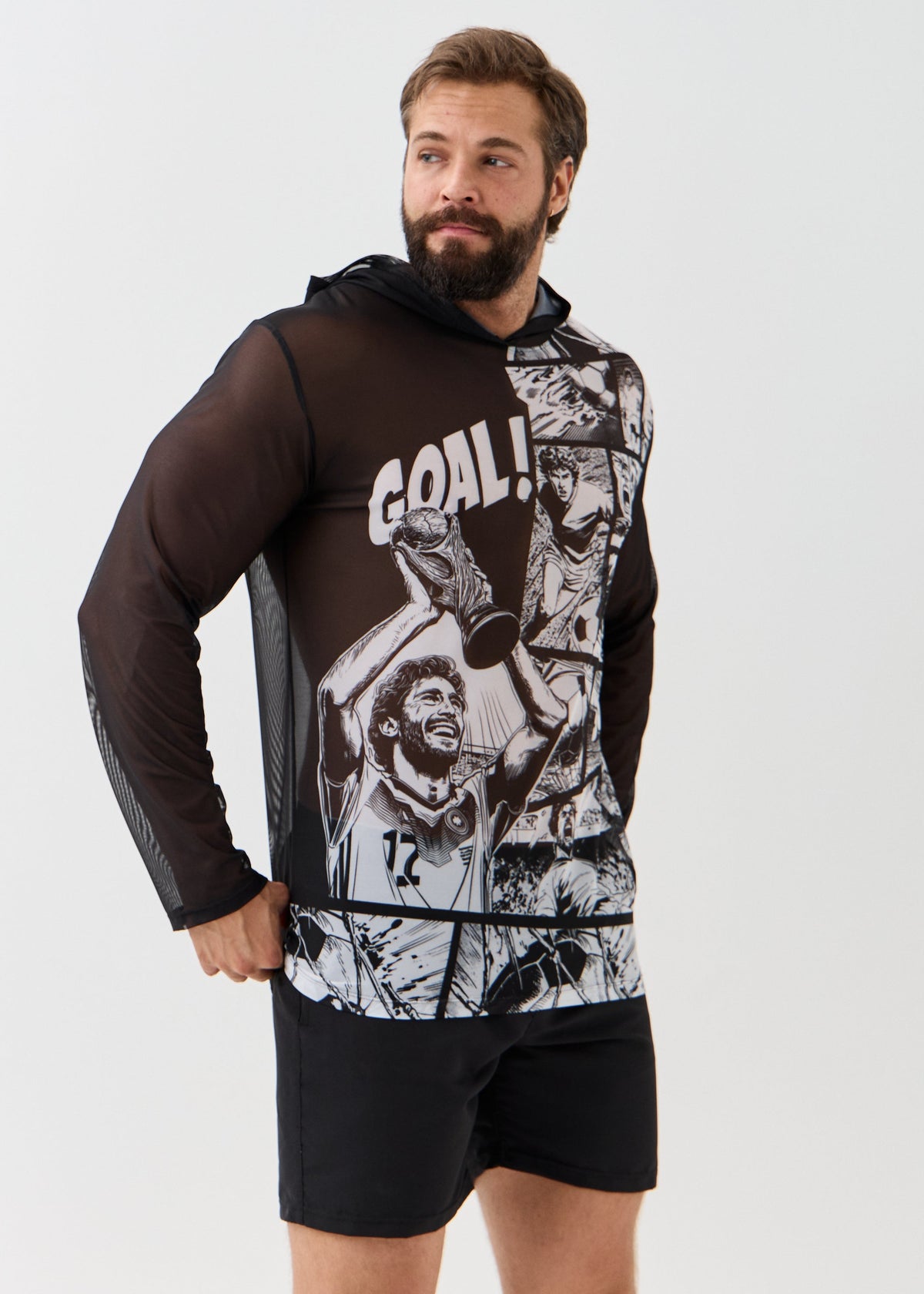 Football Men's Mesh Rash Guard – SPF 50 Long Sleeve Swim Shirt