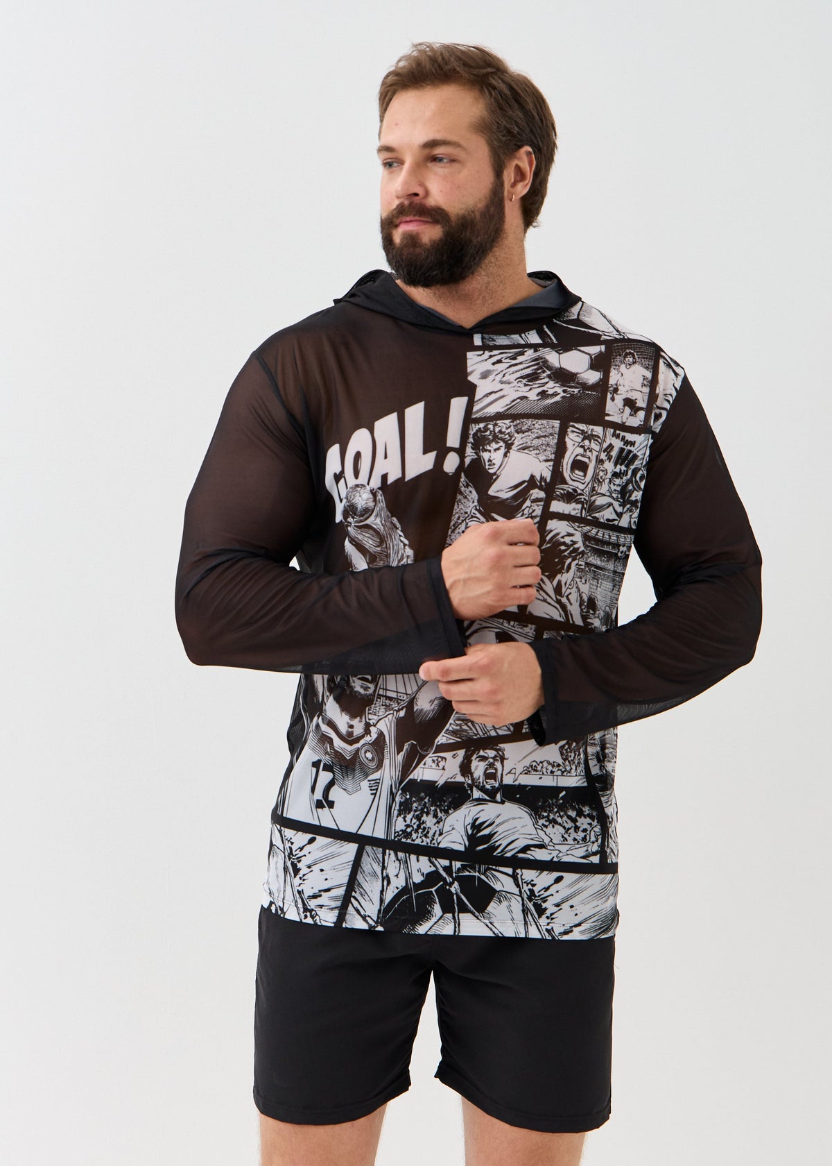 Football Men's Mesh Rash Guard – SPF 50 Long Sleeve Swim Shirt