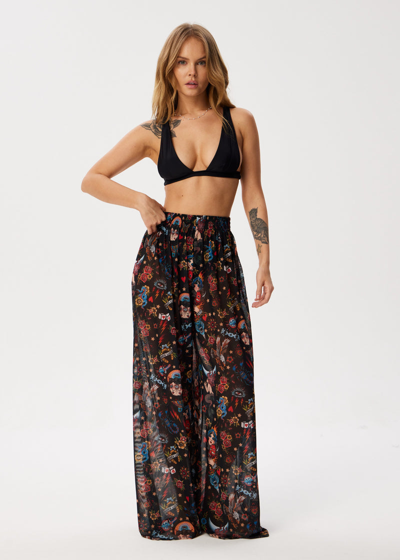 Black Old-School Design Palazzo Pants – Style, Comfort, and Sun Protection