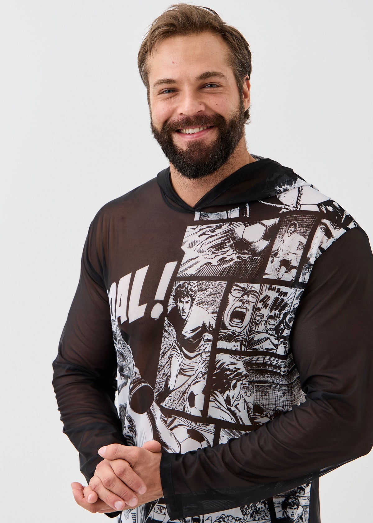 Football Men's Mesh Rash Guard – SPF 50 Long Sleeve Swim Shirt