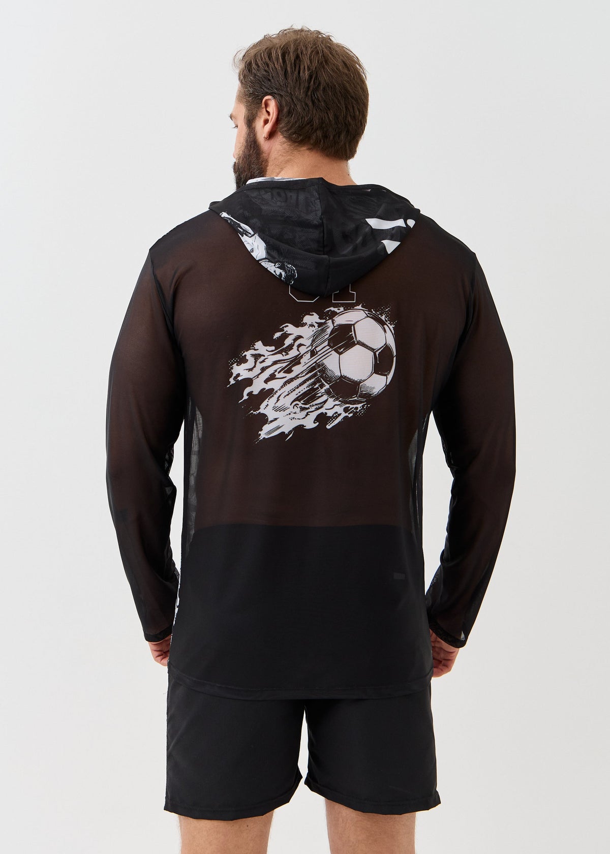 Football Men's Mesh Rash Guard – SPF 50 Long Sleeve Swim Shirt