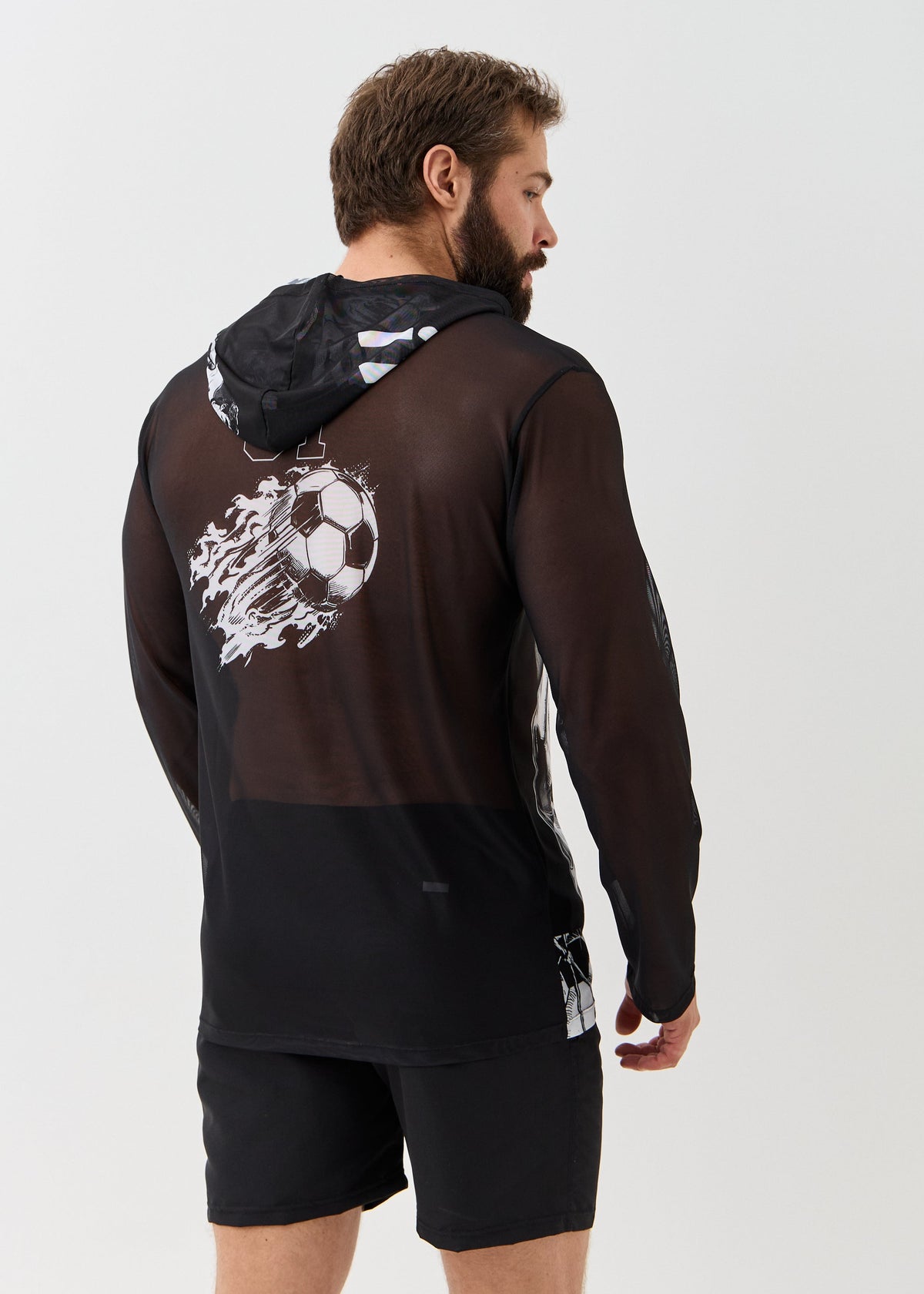 Football Men's Mesh Rash Guard – SPF 50 Long Sleeve Swim Shirt