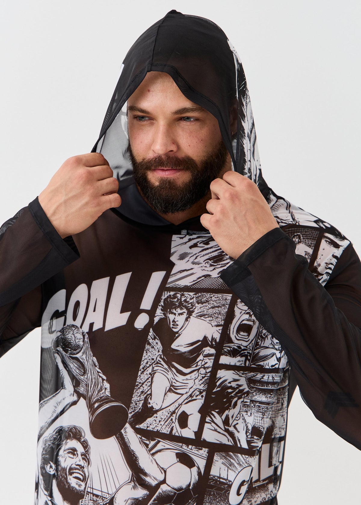 Football Men's Mesh Rash Guard – SPF 50 Long Sleeve Swim Shirt