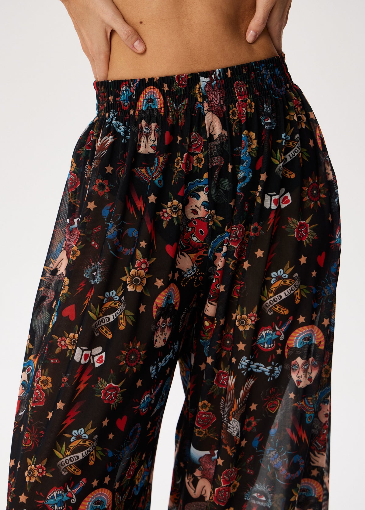 Oldschool Tattoo Palazzo Pants – Style, Comfort, and Sun Protection
