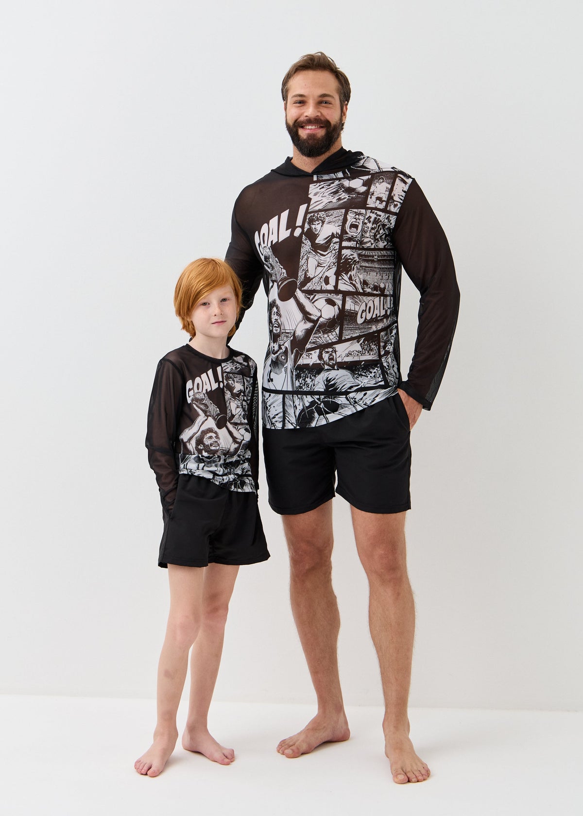 Football Boys' Mesh Rash Guard – UPF 50 Long Sleeve Swim Shirt | Dad & Son Matching