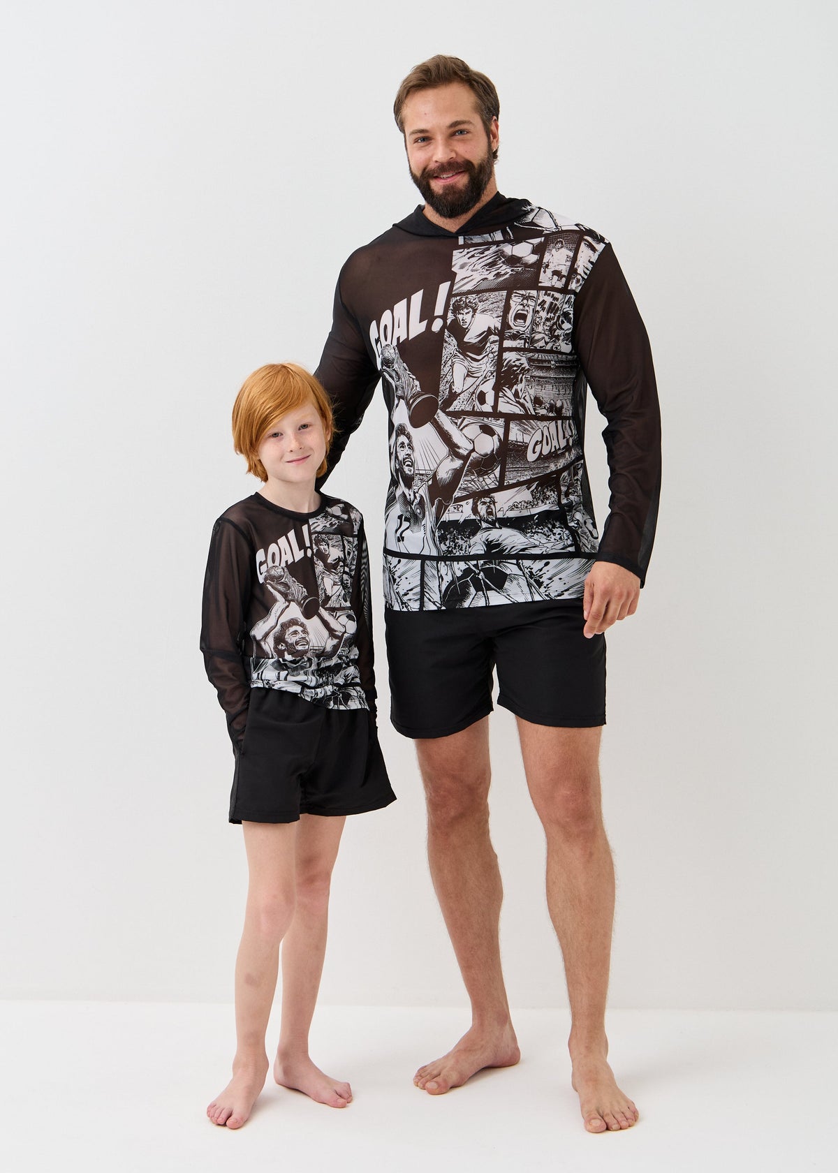 Football Men's Mesh Rash Guard – SPF 50 Long Sleeve Swim Shirt
