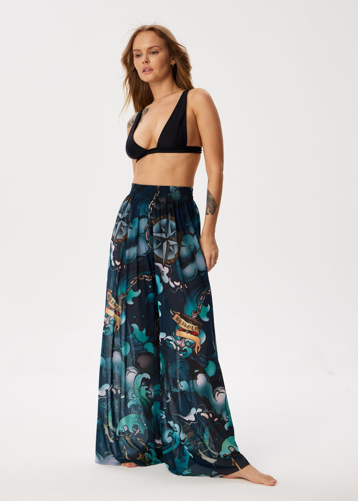 Octoрus Tattoo Palazzo Pants – Style, Comfort, and Sun Protection - BRIKOLY