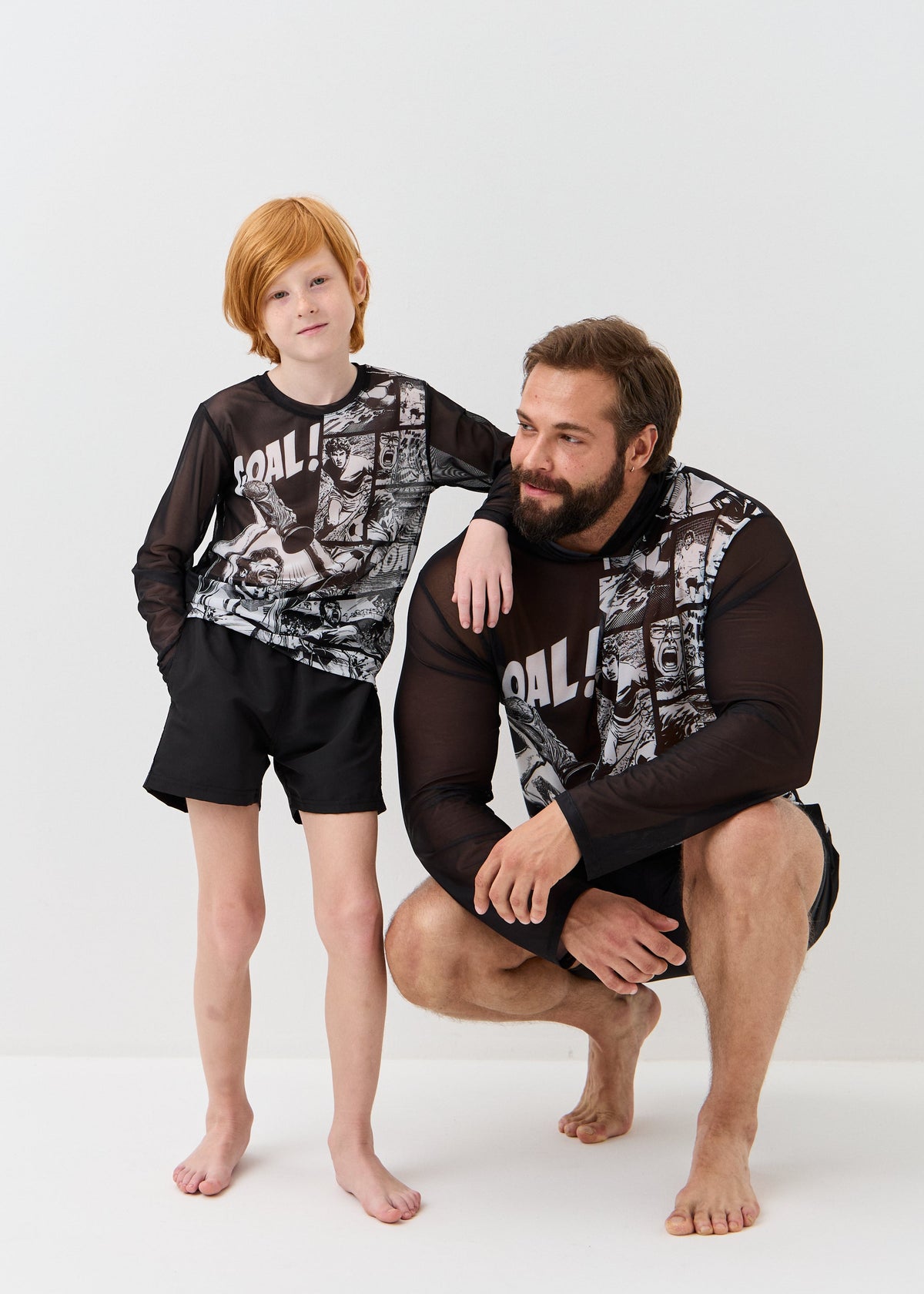 Football Men's Mesh Rash Guard – SPF 50 Long Sleeve Swim Shirt