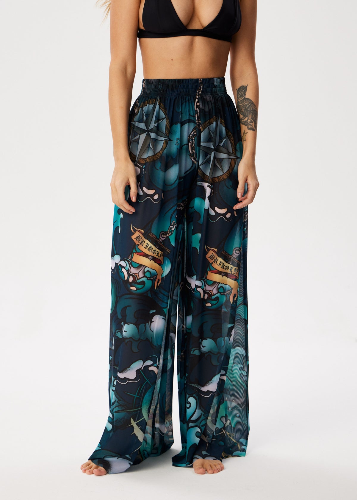 Octoрus Tattoo Palazzo Pants – Style, Comfort, and Sun Protection - BRIKOLY