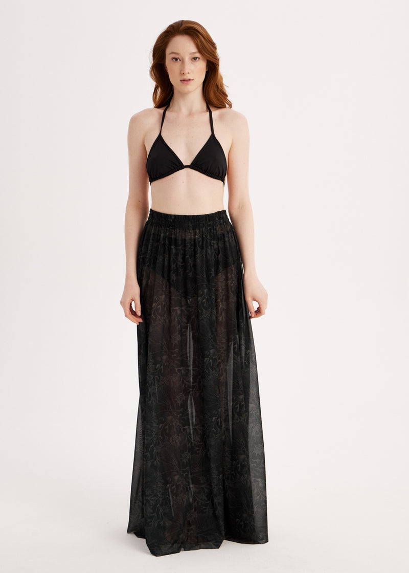 Corals Sheer Mesh Maxi Skirt – Sun-Protective Beachwear Cover-Up