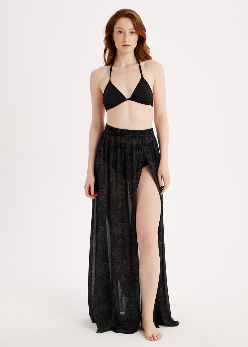 Corals Sheer Mesh Maxi Skirt – Sun-Protective Beachwear Cover-Up