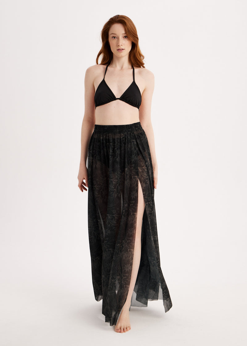 Corals Sheer Mesh Maxi Skirt – Sun-Protective Beachwear Cover-Up