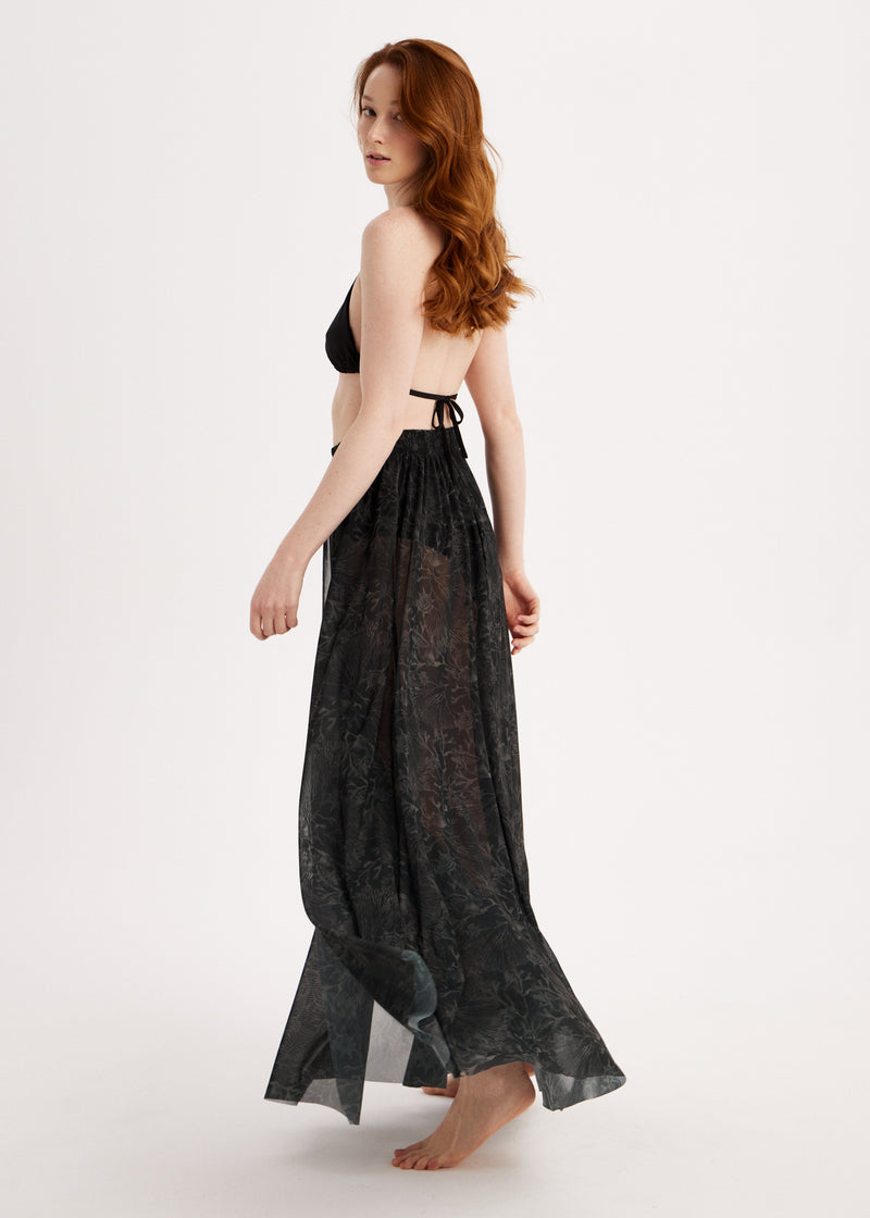 Corals Sheer Mesh Maxi Skirt – Sun-Protective Beachwear Cover-Up