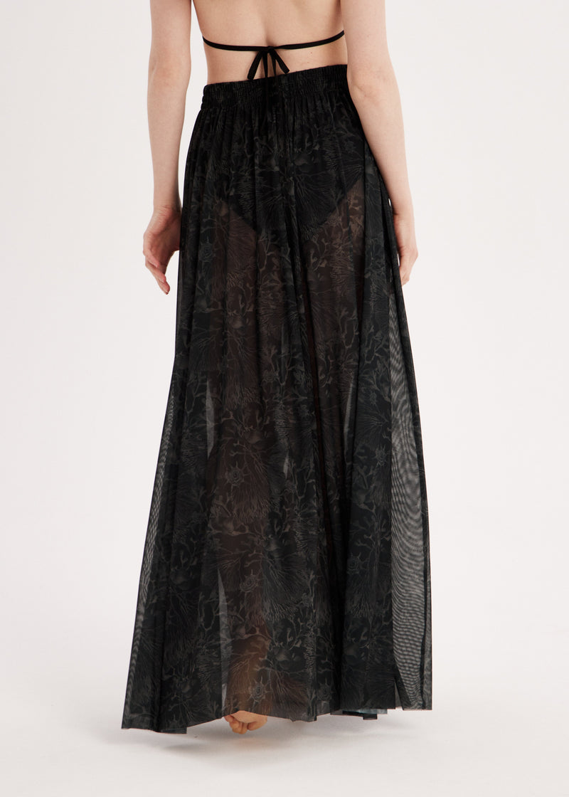 Corals Sheer Mesh Maxi Skirt – Sun-Protective Beachwear Cover-Up