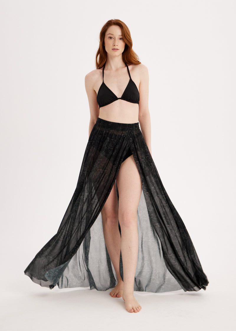 Corals Sheer Mesh Maxi Skirt – Sun-Protective Beachwear Cover-Up