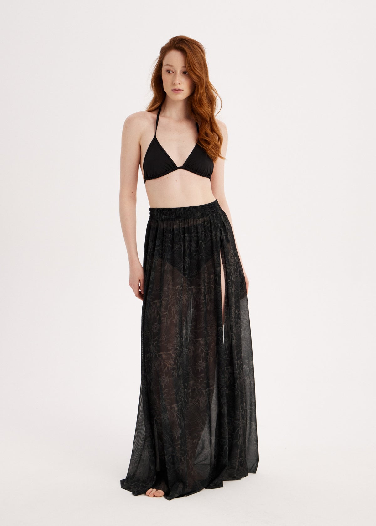 Corals Sheer Mesh Maxi Skirt – Sun-Protective Beachwear Cover-Up