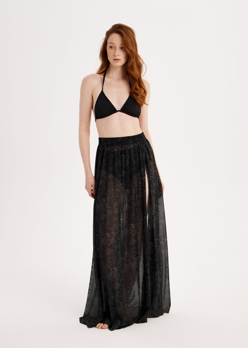 Corals Sheer Mesh Maxi Skirt – Sun-Protective Beachwear Cover-Up