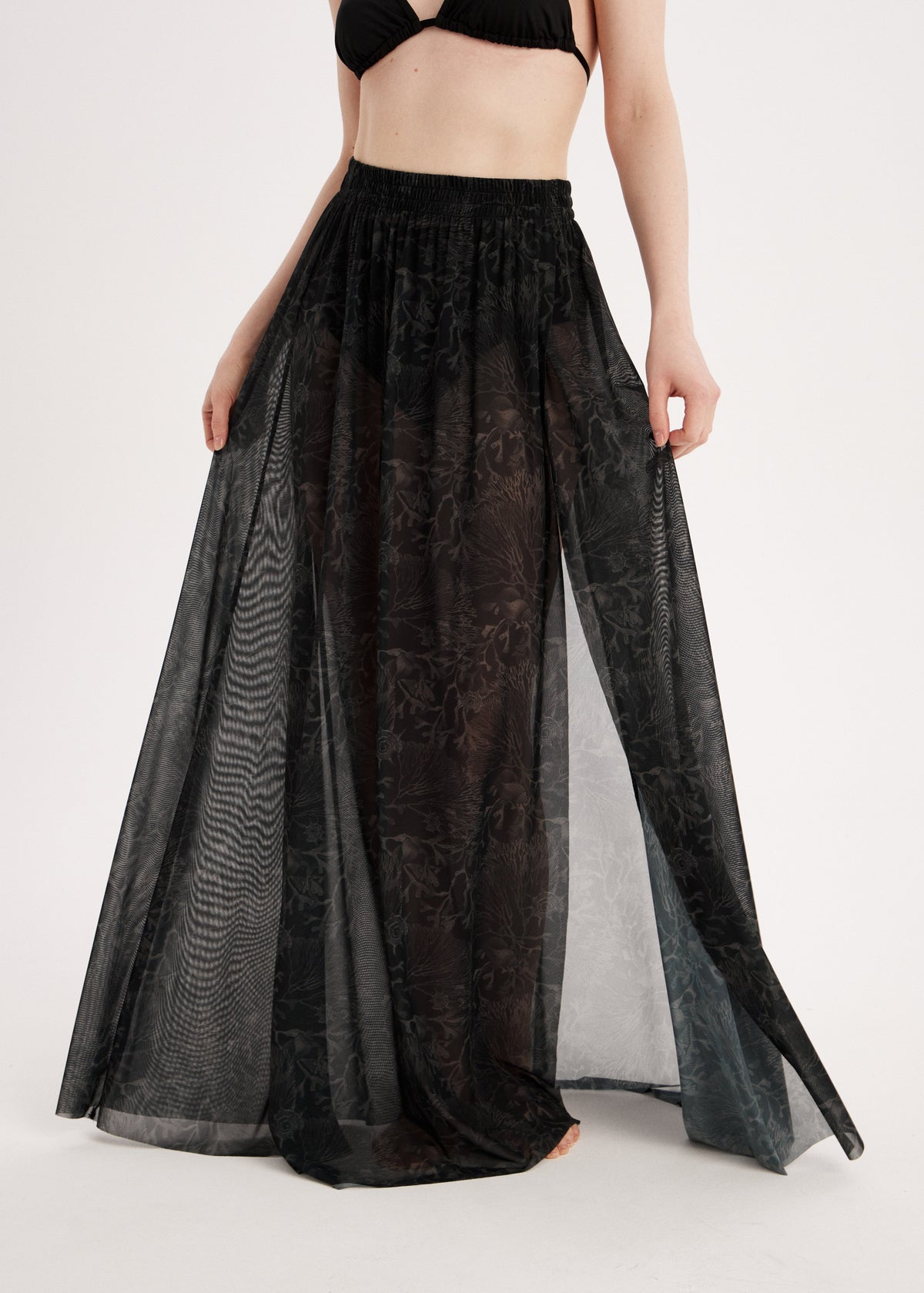 Corals Sheer Mesh Maxi Skirt – Sun-Protective Beachwear Cover-Up