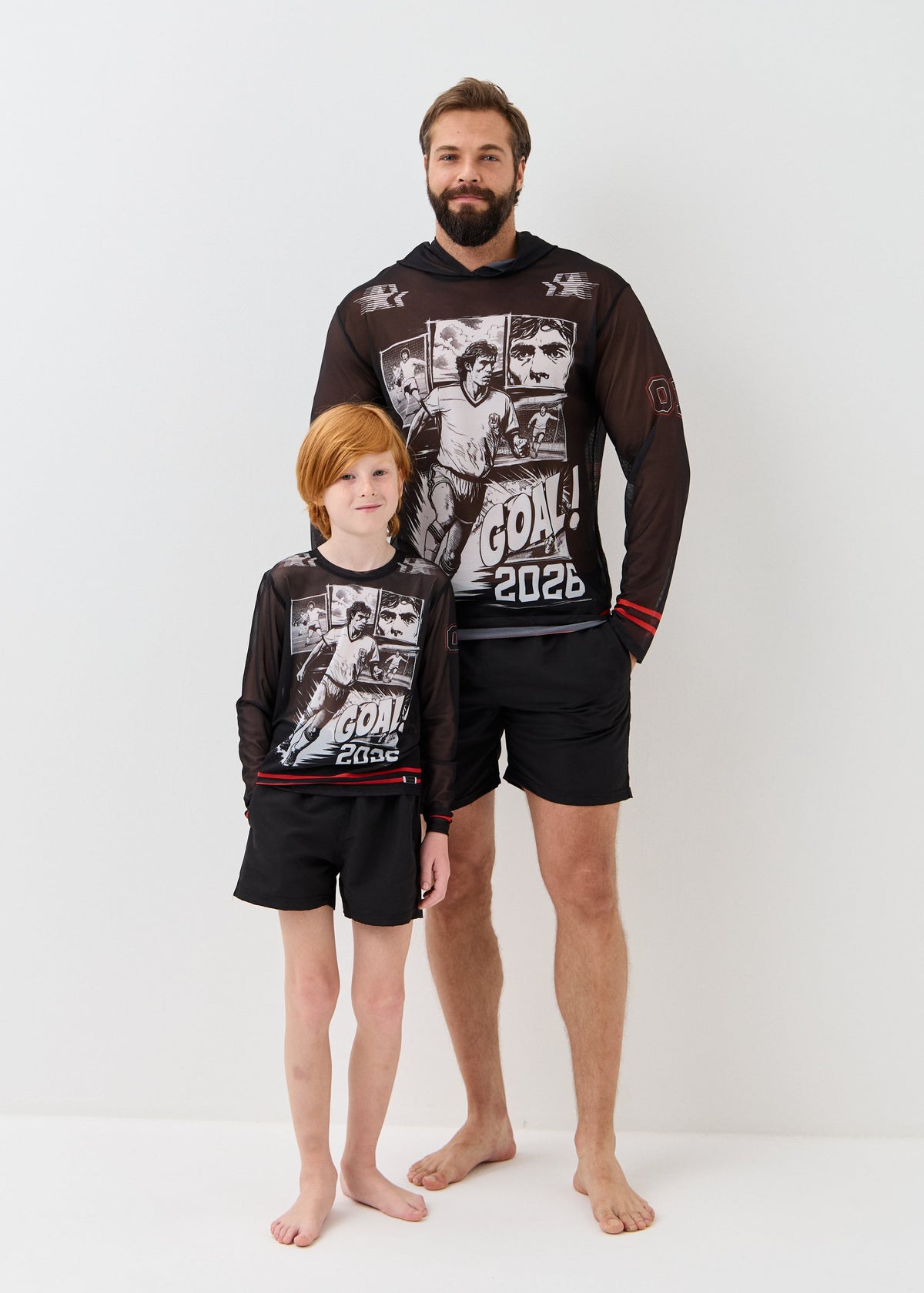 Goal Boys' Mesh Rash Guard – UPF 50 Long Sleeve Swim Shirt | Dad & Son Matching